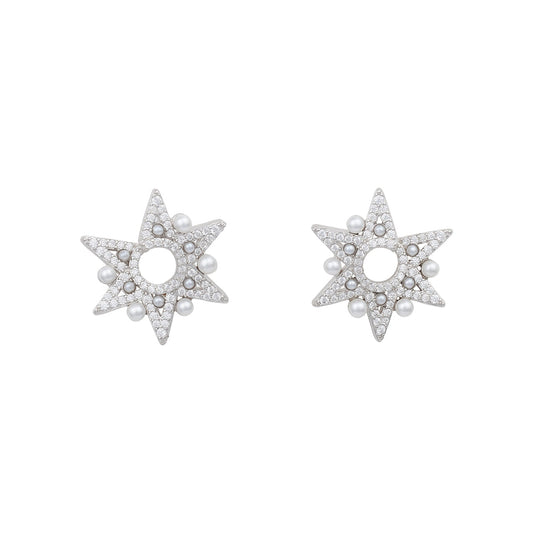 CELESTE PEARL STAR SILVER EARRINGS