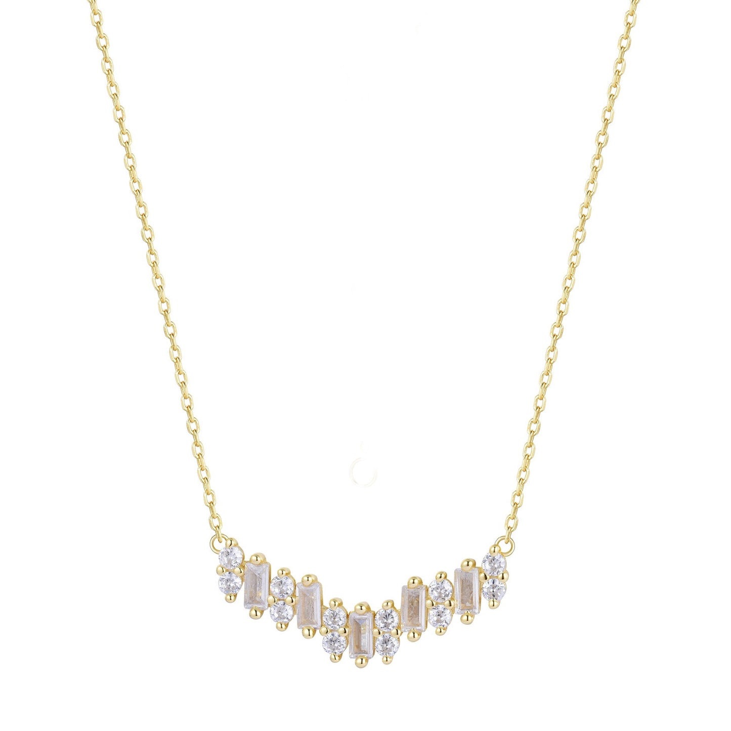 PIA BAGUETTE CRYSTAL GOLD NECKLACE