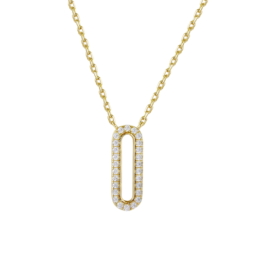 VIVIAN CRYSTAL BAR GOLD NECKLACE