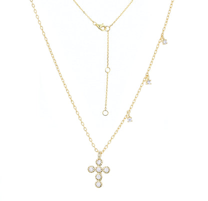 ALINA CRYSTAL MINI CROSS GOLD NECKLACE