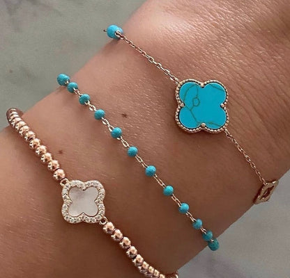 LIANA BLUE BEADED ROSE GOLD BRACELET