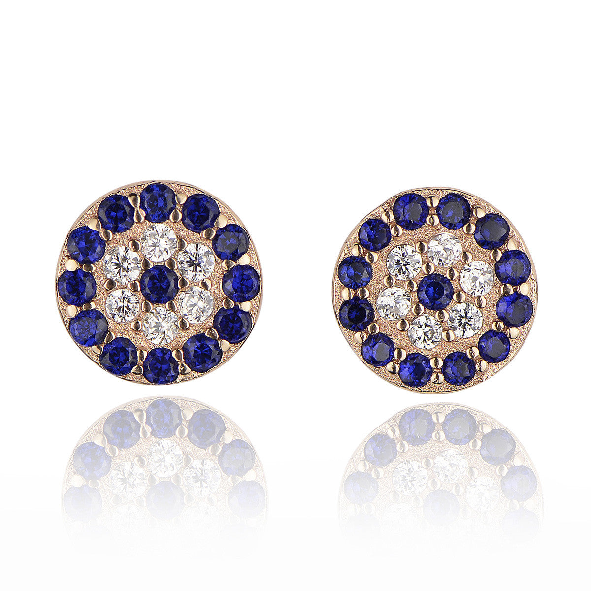 evil eye rose gold ear studs