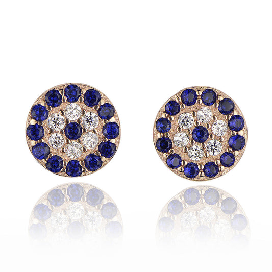 evil eye rose gold ear studs
