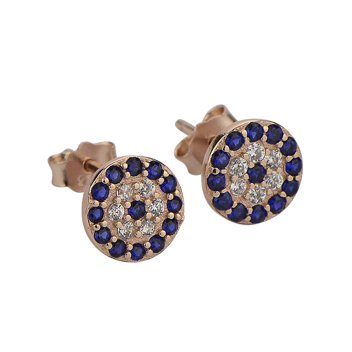 evil eye rose gold ear studs