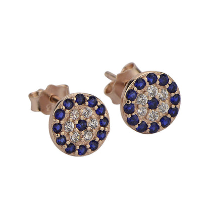 evil eye rose gold ear studs
