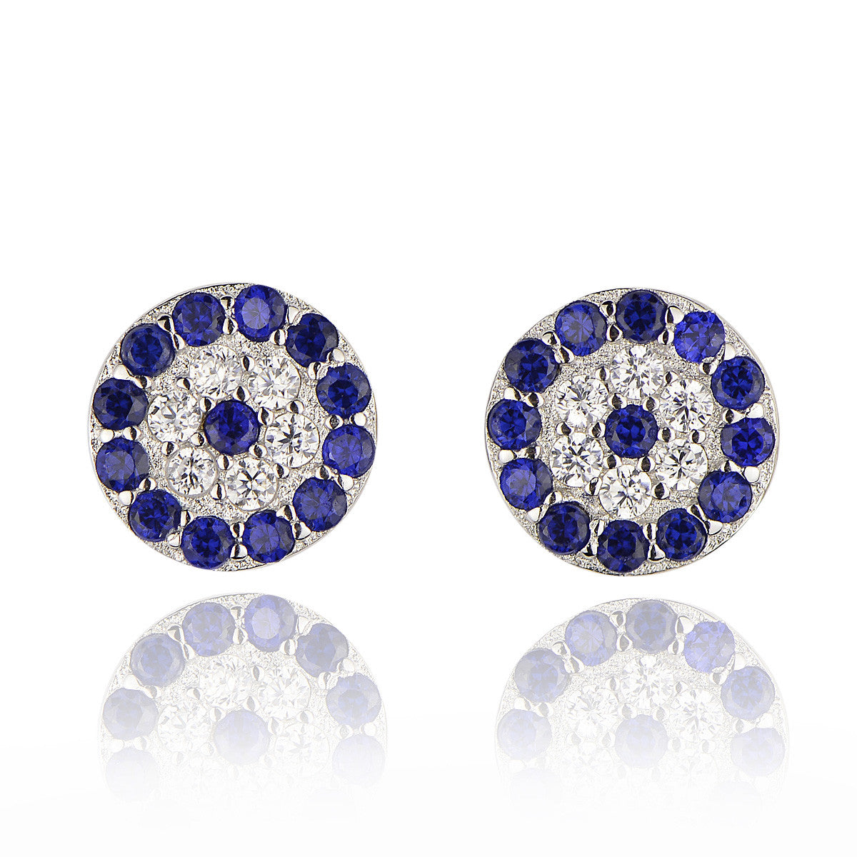 evil eye silver ear studs