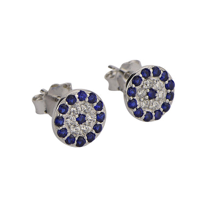 PROTECTIVE EVIL EYE SILVER EAR STUDS