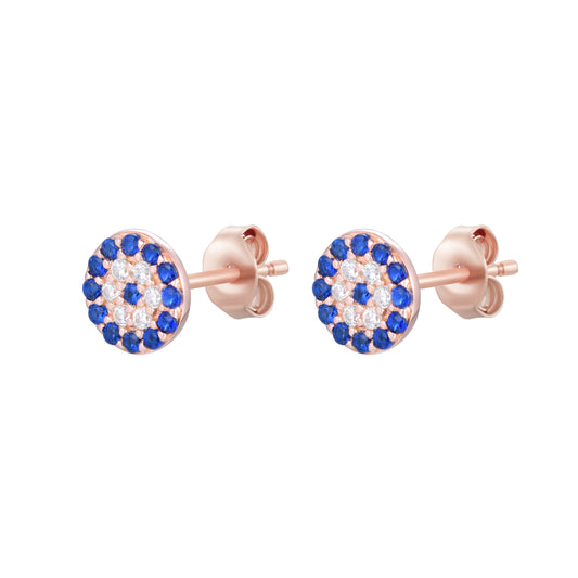 Celestia Round Evil Eye Rose Gold Studs