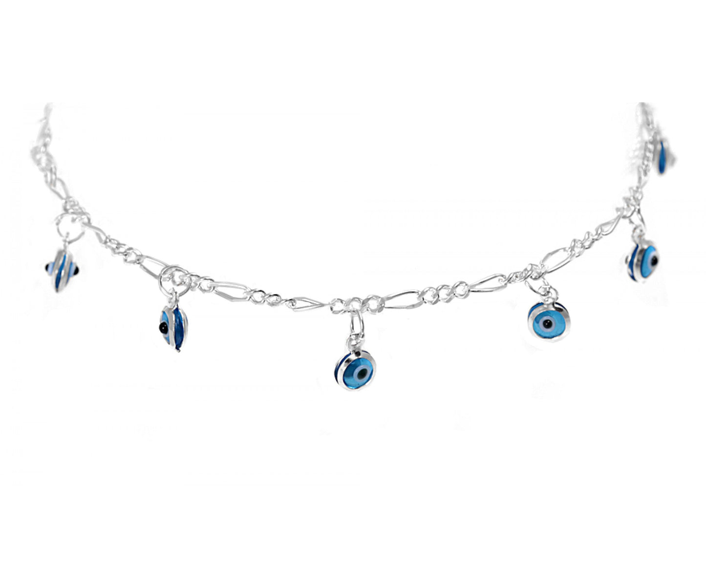 Evil Eye Charm Silver Anklet