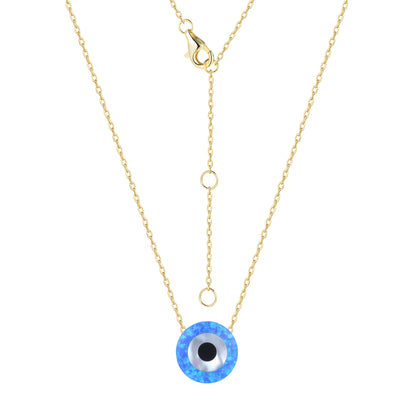 Oracle Opal Evil Eye Gold Necklace