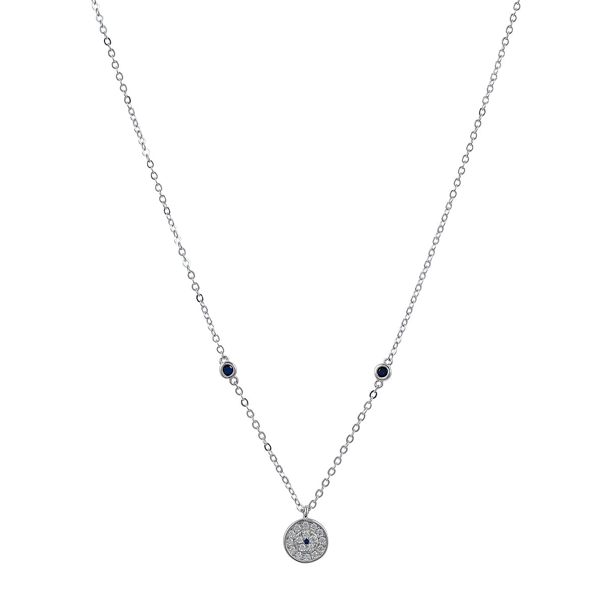 CINDY EVIL EYE SILVER CHARM NECKLACE