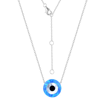 Oracle Opal Evil Eye Silver Necklace