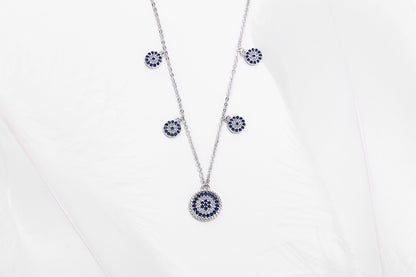 IVY EVIL EYE CHARM SILVER NECKLACE