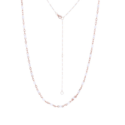 ANGELINA WHITE BEADED ROSE GOLD NECKLACE