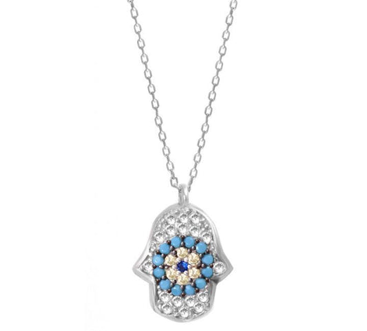 HAMSA AND EVIL EYE NECKLACE