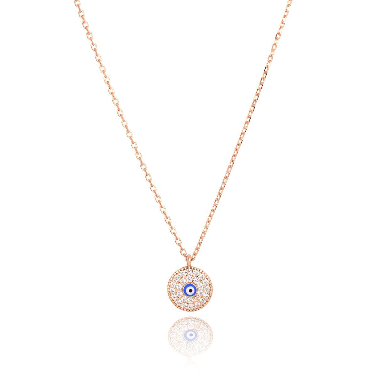 mini evil eye rose gold necklace