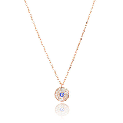 mini evil eye rose gold necklace