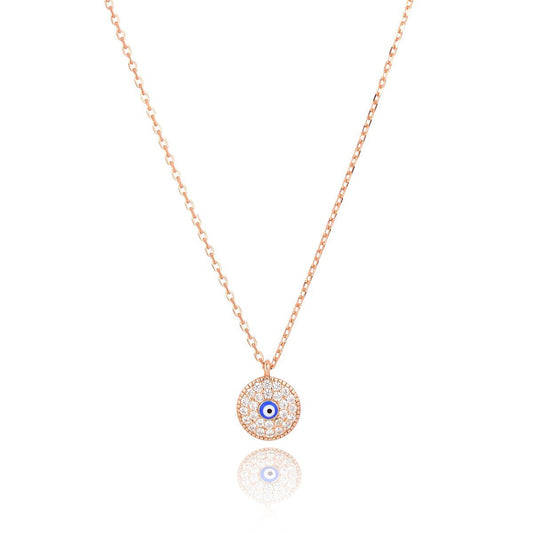 mini evil eye rose gold necklace