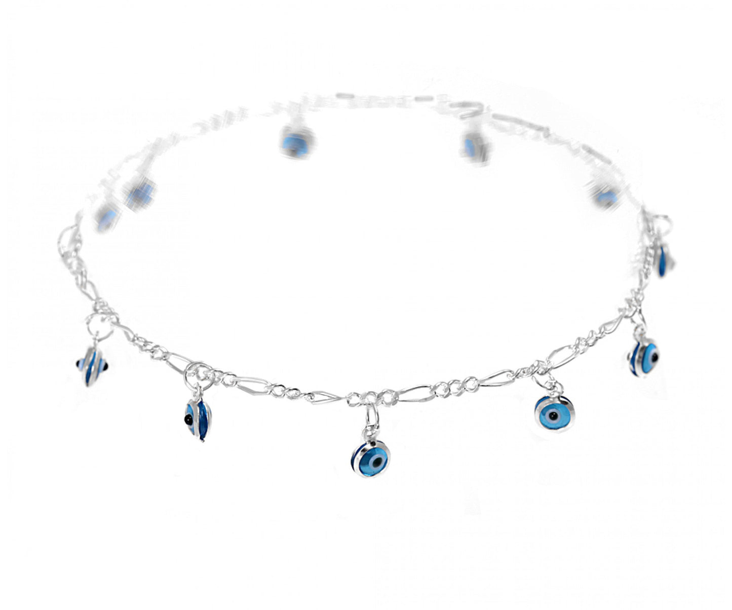 Evil Eye Charm Silver Anklet