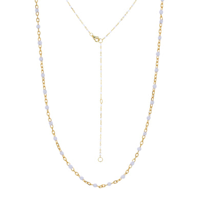 ANGELINA WHITE BEADED GOLD NECKLACE