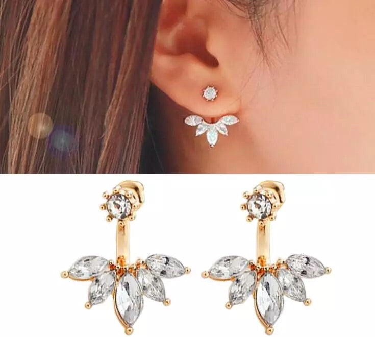 LEAF CRYSTAL EARRINGS