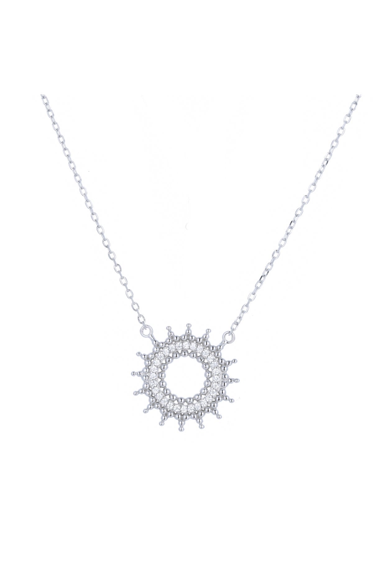 boho sun silver necklace 