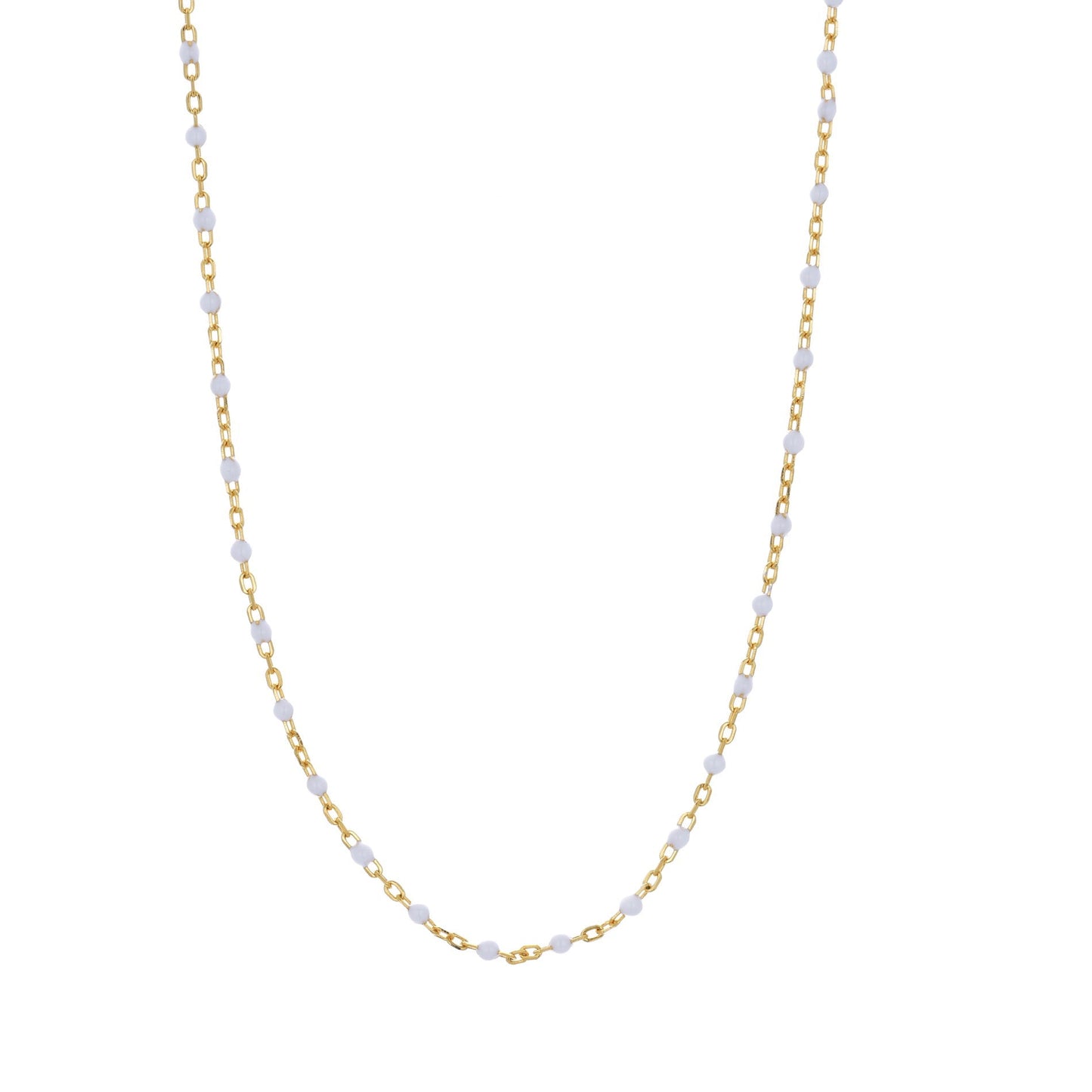 white beaded gold necklace 