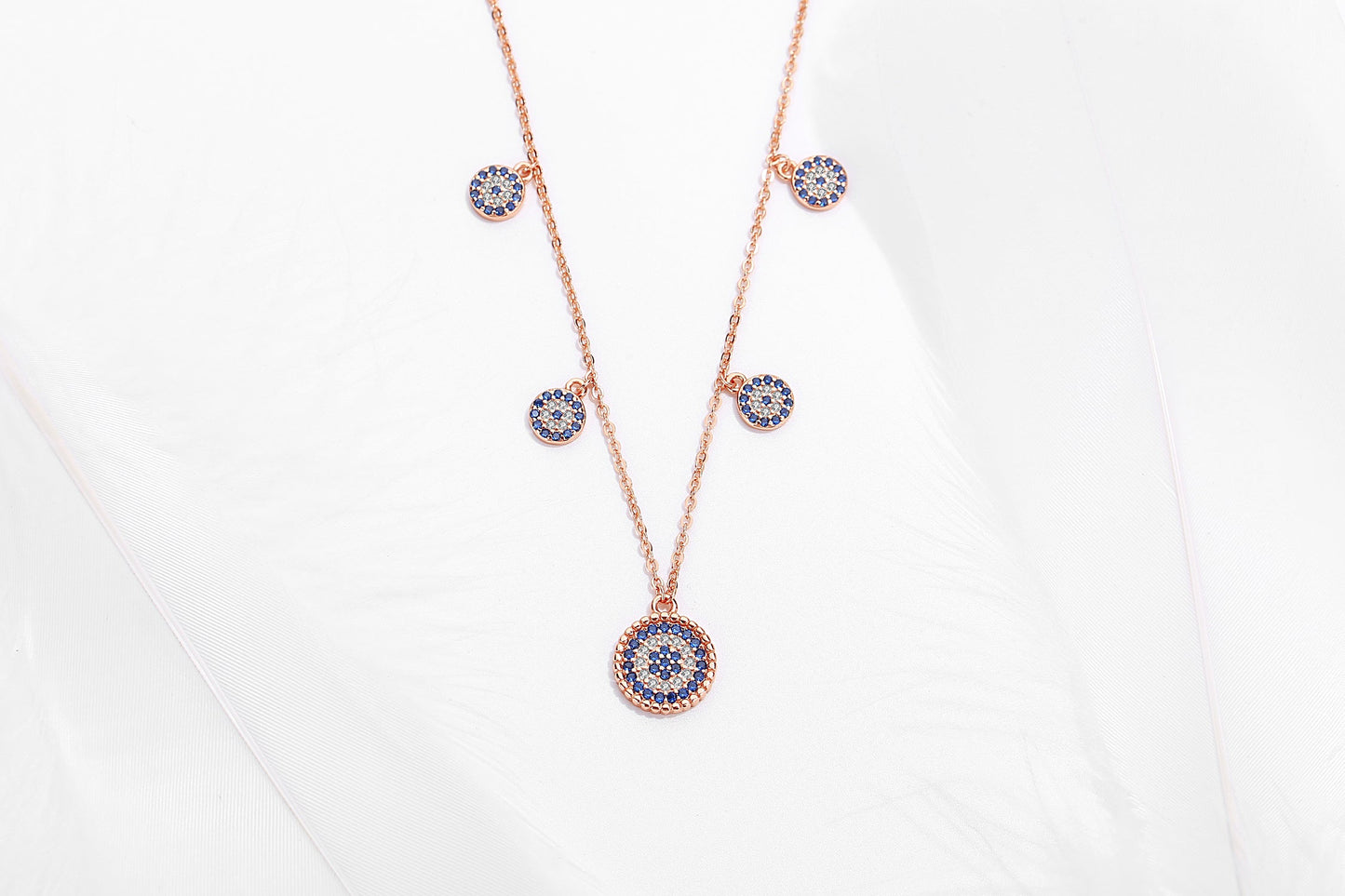 IVY EVIL EYE CHARM ROSE GOLD NECKLACE