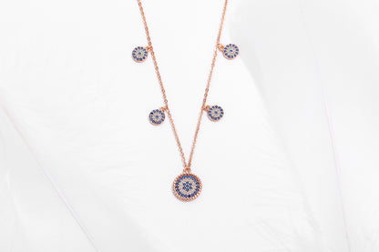 IVY EVIL EYE CHARM ROSE GOLD NECKLACE