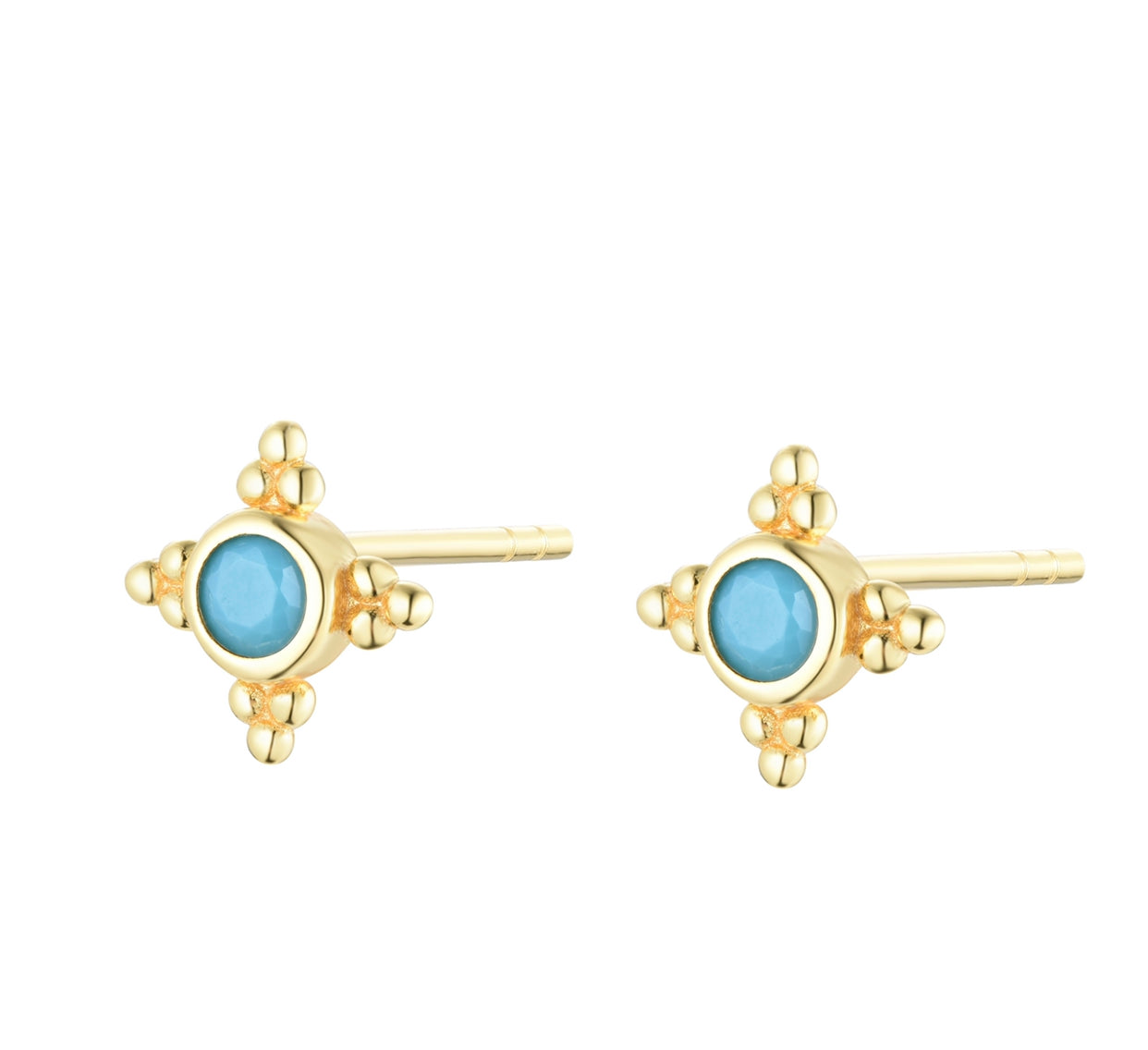 ESTELLE TURQUOISE GOLD EARRINGS