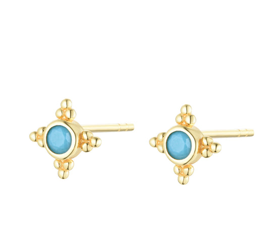 ESTELLE TURQUOISE GOLD EARRINGS