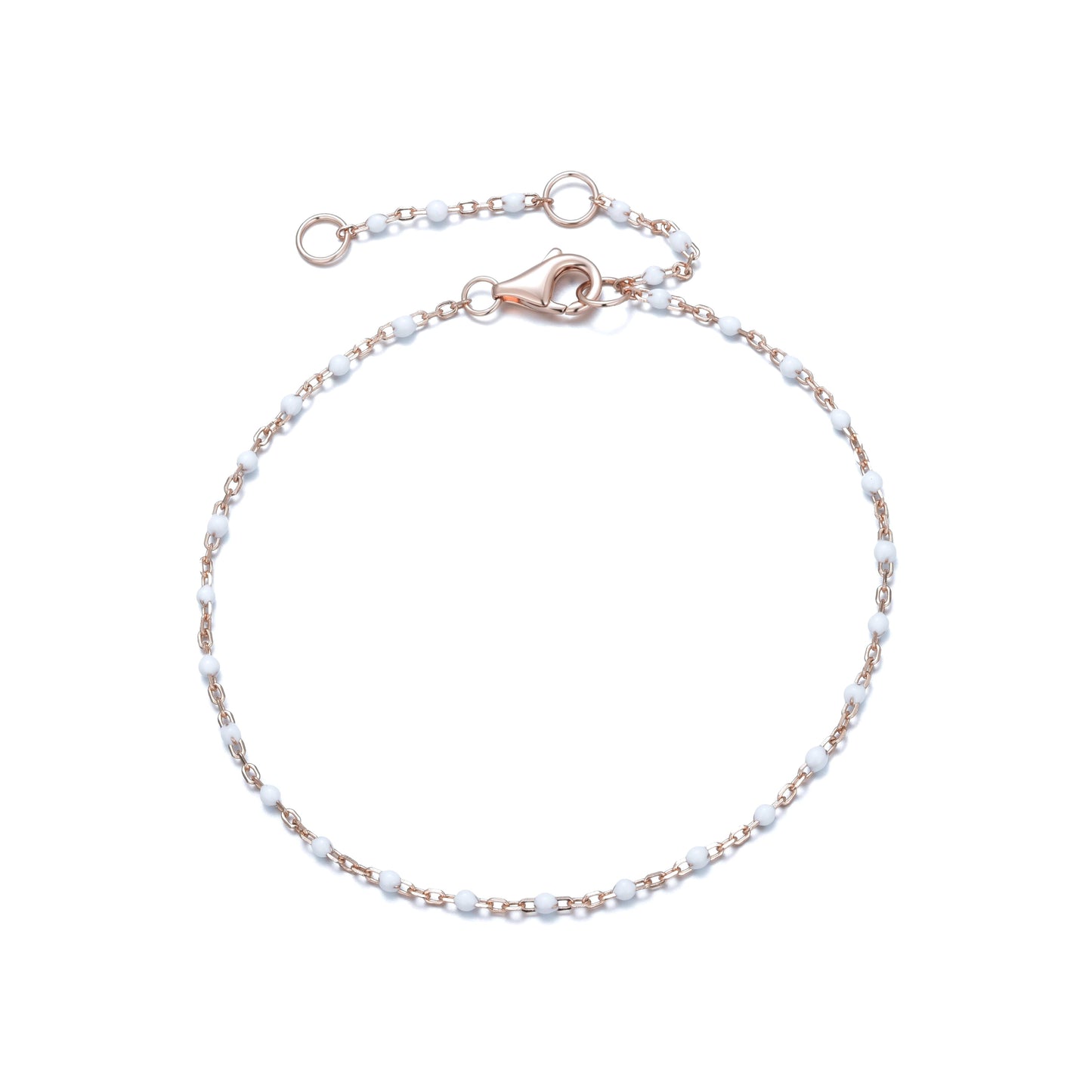 ANGELINA WHITE BEADED ROSE GOLD BRACELET