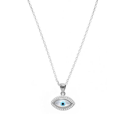 MOTHER OF PEARL EVIL EYE NECKLACE