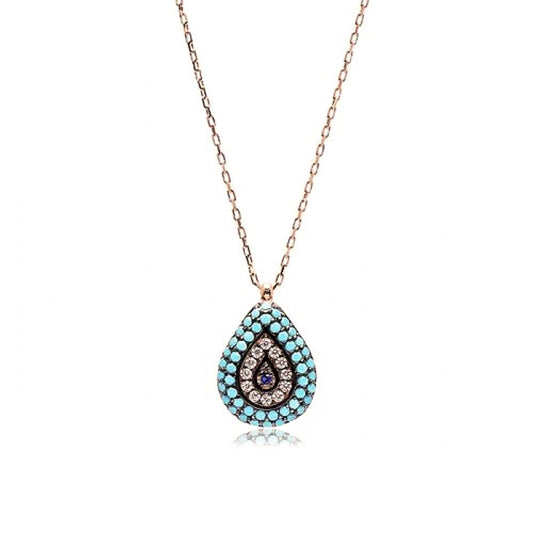 OLIVETA TURQUOISE EVIL EYE NECKLACE