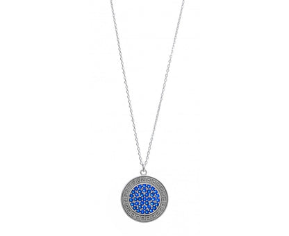 greek meander blue crystal necklace 