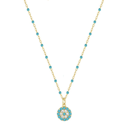 turquoise beaded turquoise evil eye gold necklace