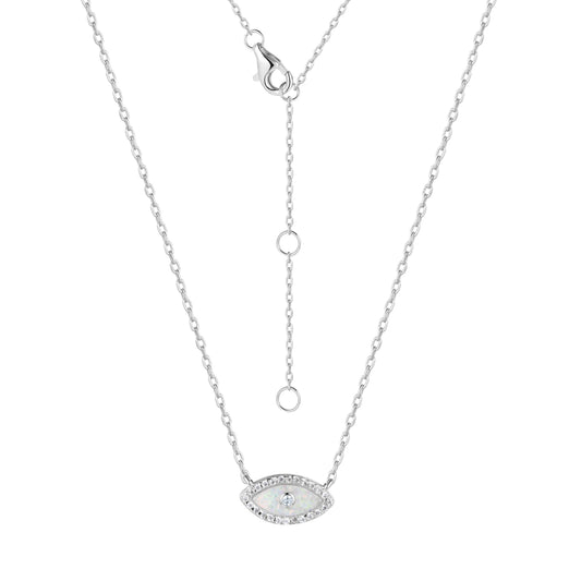 ALANI EVIL EYE WHITE OPAL SILVER NECKLACE