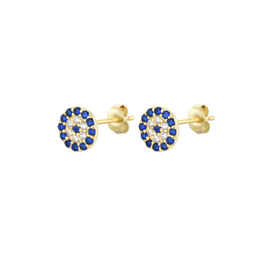 Celestia Round Evil Eye Gold Studs