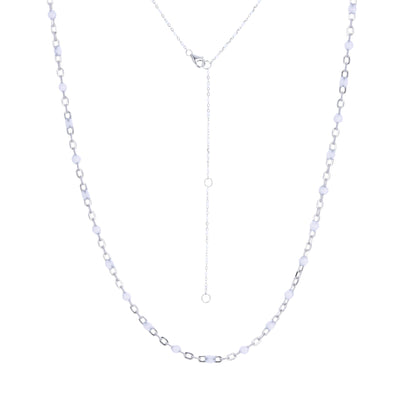 ANGELINA WHITE BEADED SILVER NECKLACE